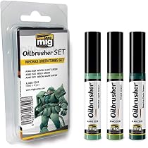 Ammo OF MIG : Lot de 3 brusseurs pour tonalités de base (couleur à l'huile prédiluée avec pinceau applicateur dans le bouchon Ammo OF MIG : Lot de 3 brusseurs pour tonalités de base (couleur à l'huile prédiluée avec pinceau applicateur dans le bouchon