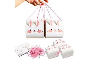 KEELYY Pudełka prezentowe na Wielkanoc, 10 sztuk, pudełko prezentowe w zajączku wielkanocnym, pudełka wielkanocne z uszami, pudełka wielkanocne do napełniania, prezenty wielkanocne dla dzieci