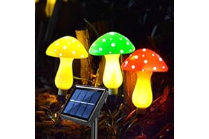 Abkshine Multicoloured Mushroom Solar Lights Outdoor Garden, 8 Modes Waterproof Decorative Mushroom Statue Lamp for Lawn Patio Pool Pathway Flowerbed Landscape Gazebo Courtyard Yard Decorations