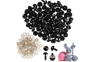 TLIDFGEO 8mm Safety Eyes Plastic,100 Pcs Black Plastic Eyes Small with Washers Small Doll Eyes Craft Toy Eyes Teddy Bear Eyes,8mm Safety Eyes Black for Soft Toy Making Knitted Toys Craft Dolls Plush Animals