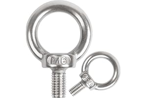 huruirui 10pcs Anillos de Elevación M6 Cáncamos Pernos Acero Inoxidable 304 Tornillos Argolla Pernos de Ojo para Fijación de Suspensión