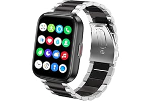 BLUESHAWEU Bleushaweu Armband Kompatibel mit Aeac 208bt, Classic Edelstahl Uhrenarmband für ENOMIR 208 / Aeac ID208 / Oraimo ID208 BT/Tensky id208bt Smartwatch