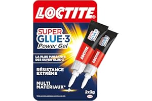 Loctite - Super Glue-3 Power Gel (2 tubes de 3 g) – Colle forte transparente ultra résistante – Colle gel multi-matériaux à séchage immédiat