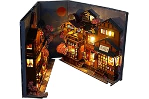 GAOMIN DIY Book Nook Kit de Maison de poupées Miniatures avec Meubles et lumière LED, Serre-Livres 3D Bricolage Puzzle en Bois, Décoration