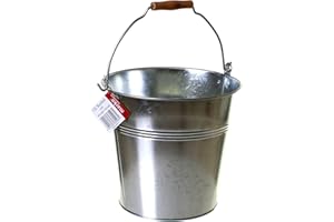 Marko Homewares 12L Metal Bucket Heavy Duty Wooden Handle Fireside Home Garden Ash Kindling Water