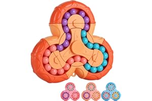 SUOXU Cubo giratorio mágicos – Juguete creativo del rompecabezas del cubo del dedo, juguete educativo de la descompresión,regalo para niños de 3 años arriba para Navidad cumpleaños Año Nuevo(naranja)