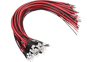 PATIKIL 3mm LED Diode Light, 40 Pcs 3V DC Pre Wired Mini LED Lights Bulb Light-Emitting Lamp for RC DIY Indicator Lighting, Warm White Light