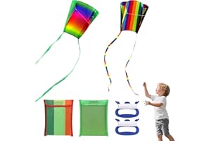 TranRantic Taschendrachen für Kinder, Regenbogen Drachen für Jungen Mädchen mit Langen Schwänzen, Tragbar Lenkdrachen für Anfänger, Einfacher Kinderdrachen für Strandspiel Outdoor Geschenk