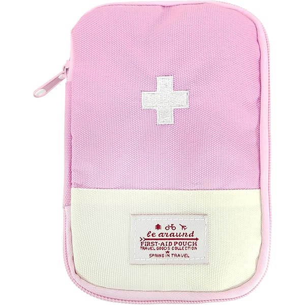 Petit Sac De Premiers Soins Vide - Organiseur Pilules Portable - Nylon Imperméable 15x10x5cm - Rose