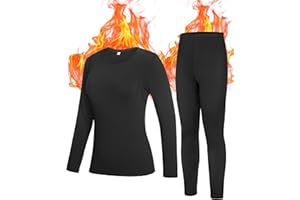 Roadbox Thermal Underwear Set Women, Fleece Lined Base Layer Long Johns, Warm Utra Soft Tops & Bootoms for Ski Cold Weather