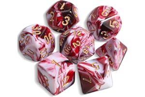 QMAY DND Dice Polyhedral Dice Set - 7 Pieces for Dungeon and Dragons MTG RPG D&D D20, D12, D10, D%, D8, D6, D4 (Red Mixed White)
