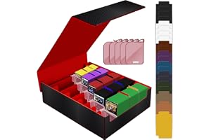 dictien kortsamlingsbox för samlarkort, stor däcklåda rymmer 3800+ kort för Yugioh/MTG (Magic the Gathering)/TCG Commander-kort, PU-läder med magnetisk stängning kortdäckfodral (Svart &
