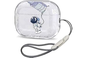 Mouyou AirPods Pro 2 etui 2022, etui do Apple AirPods Pro 2 Gen TPC etui ochronne z pętelką do noszenia, odporne na uderzenia LED, widoczne, bezprzewodowe ładowanie, do AirPods Pro 2 - astronauta