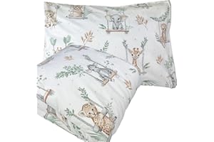 PLUMERI Kinderbettwäsche 100x135 + 40x60 | 100% Baumwolle Weiche & Farbenfrohe Bettwäsche für Babys | Mädchen & Jungs | Hochwertiges Set mit Reißverschluss YKK Kissenbezug | Schönes zartes Muster - Safari