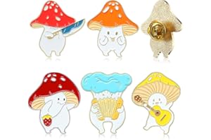 LONSVTTU Set di 5 spille smaltate a forma di fungo, con spilla a forma di fumetto, con smalto per piante, divertenti spille per zaini, vestiti, cappelli, decorazioni, 5 stili
