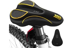 MSDADA Nueva Funda para Sillín de Bicicleta de Espuma con Memoria para Asiento de Bicicleta, Suave para Bicicleta de Montaña, Bicicleta de Carretera, Bicicleta de Entrenamiento en Casa (Amarillo)