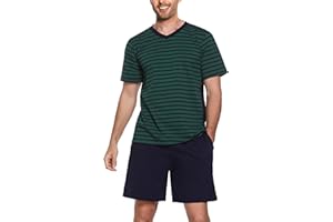 Bresdk Pyjama Homme Court Coton Ensembles de Pyjamas Homme Été Vêtements de Détente Deux Pièces Confortable Doux S-3XL