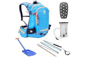 TerraWest Core Avalanche Kit,Ski Backpack Including Recco & Removable Back Protector, Hydration Bladder, Core Plus Shovel, Core 240 cm Quick Lock Probe, Backcountry Skiing, Snowboarding (Blue)