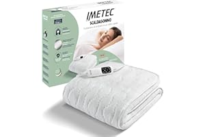 ‎IMETEC Imetec Adapto Recreo | Wärmeunterbett 150 x 80 cm, Schnellheizung, Konstante und individuelle Temperatur, Hypoallergenes, gestepptes, waschbares Gewebe, Made in Italy, Steuerung mit 6 Temperaturen