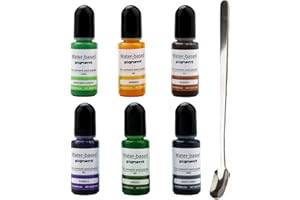 Nurila Farbpigmente für Gießpulver, Farbe für Gießpulver, 6 Farben Flüssiger Farbpigmente für Gießpulverinklusive mit 15cm Edelstahl Rührlöffel, DIY Produktion Zementbeschichtung Farbige Pigmente