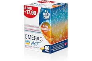 LINEA ACT Omega 3 Act, Integratore Alimentare a base di Olio di Pesce (EPA - DHA), per la Funzione Cardiaca, Cerebrale e Visiva - 1 Confezione da 60 Perle