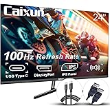Caixun Gaming Monitor 24" Full HD 100Hz, Pannello IPS, HDMI, Type-C, DP, FreeSync, Computer Schermo Lavoro Monitor per PC con
