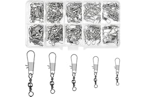 FDJZXW Wirbel Angeln,100 Stück Angelwirbel,Angeln Kugellager Wirbel,Edelstahl Kugellager Wirbel Angeln Snap, Angelzubehör Wirbel,Geeignet für Salzwasserangeln, Outdoor-Angeln,6# 8# 10# 12# 14#
