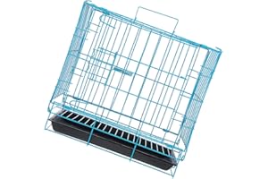 Happyyami Portable Metal Cat Carrier Cage with Ventilation and Spacious Interior for Travel and Outdoor Use Pet Crate with Removable Tray