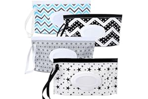 LuLiyLdJ 4er-Pack Baby-Feuchttücher-Tasche, Feuchttücher-Tasche für unterwegs, wiederverwendbare Feuchttücher-Tasche, Baby-Feuchttücher-Spender, tragbare Baby-Feuchttücher-Tasche