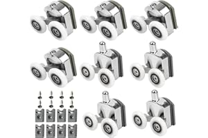 QOTSTEOS Shower Door Rollers, 8pcs Curved Shower Door Wheels, 23mm Replacement Shower Glass Door Rollers Runners with Anti-Collision Block and Screws for Curved Bathroom Glass Doors(23mm)