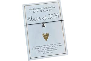 UNIQUEPGIFTS Class of 2024 Wish Bracelet, Good Luck Class, Graduation Gift End Of School Year