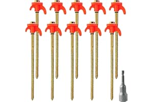 IWTBNOA 10 piquetas giratorias para tienda de campaña, estables con rosca y soporte de cuerda, piquetas de acero robustas para camping al aire libre, ganchos de tornillo para suelo duro, prados