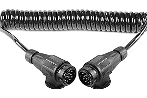 AGRISHOP Anhänger Verlängerungskabel 12v Max. 3.2M Spiralkabel 13 Polig Anhangerkabel 13-13 poliger Anhänger Stecker