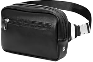 SUNSEATON Marsupio Uomo Pelle con 3 Tasche Moda Marsupi sportivi Fibbia in Metallo Resistente per Corsa Ciclismo Escursione Campeggio Viaggio (Nero)