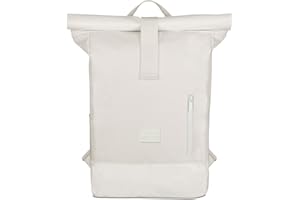 JOHNNY URBAN Sac à Dos Roll Top Femmes & Hommes Crème - Robin Medium - Conçu de Bouteilles en Pet Recyclées - Sac Durable Haute Qualité - Sac Occasionnel Ètanche avec Compartiment pour Laptop