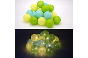 ‎TRONJE Tronje 20 LED Cotton Balls 6 cm - Ball Fairy Lights 4h Timer Battery Operated, Customisable, 380 cm