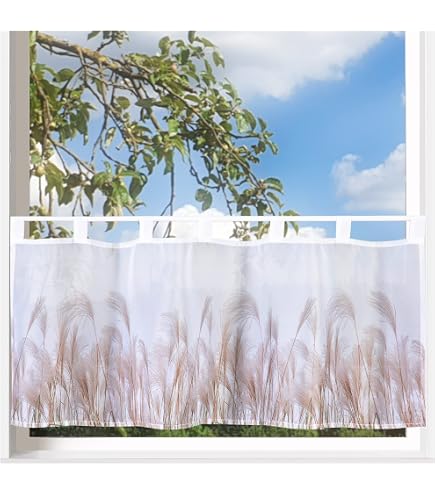 Lila Lavendel Volant-Vorhang – Kurz, Mit Stangentasche Für Fenster | Bauernhaus-Stil, 137 X 45 Cm