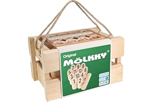 Mölkky Original - Lancer des Jeux Exterieur Adulte pour Jardin, Pique-Nique, Plage - Bois de Bouleau 12 quilles, 1 bâton, Jeu Molkky Bois pour Famille, Groupes, 2 Joueurs et Plus, 6 Ans et Plus
