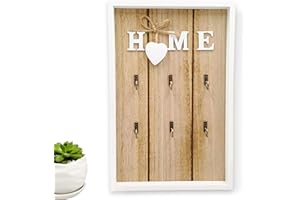 AIPWERER Caja de Madera para Llaves de Pared - Caja para Llaves de Pared, con 6 Ganchos para Colgar Llaves, Madera, 30x20x3cm, para Hogar, Recibidor, Cocina, Armario, Decoración de Salón