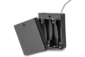 TECHZOCO Portabatterie con Interruttore ON/Off, Supporto per Batterie AA, Scatola per Batterie, Porta Pile, Include Cavo da 200mm, Tensione Totale: 6V (1,5V per Pila), Adatto per 4 Pile LR6 AA (FR6