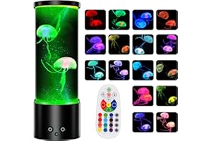 Soarling Lampe méduse, veilleuse LED pour enfants et adultes, lampe océan, lampe poisson avec télécommande, lumière d'ambiance avec 17 lampes à changement de couleur RVB comme cadeau, Noir