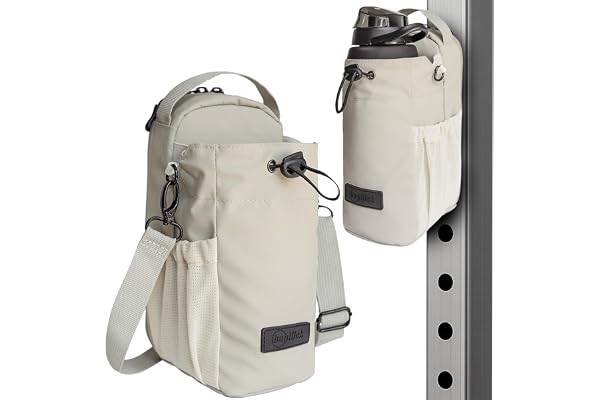 Sac de Sport magnétique avec Porte-Bouteille 1,5L – Sac Gym Fitness Homme Femme, Fixation aimantée puissante, Poche téléphone, idéal Salle de Sport, Beige