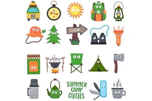 PWSAP 20 ciondoli per scarpe da campeggio per scarpe, escursioni, viaggi, attività all'aperto, ciondoli per sandali CLOG, in PVC, accessori per feste di compleanno, regalo per ragazze e ragazzi