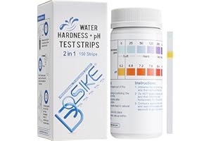 BOSIKE 150 Bande de Test Th de Durete de l'Eau et du Ph - 2 en 1 Testeur Dureté pour Vérifier l'Adoucisseur d' Eau, la Piscine, le SPA et les Puits - Mesure pour Eviter l'Eau Dure