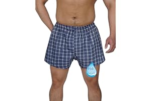 TIICHOO Calzoncillos Incontinencia Hombre Lavable Reutilizable Ropa Interior Absorción Regular Pantalones De Incontinencia Urinaria Boxer Pack de 1 (XX-Large, Cuadros Azules)