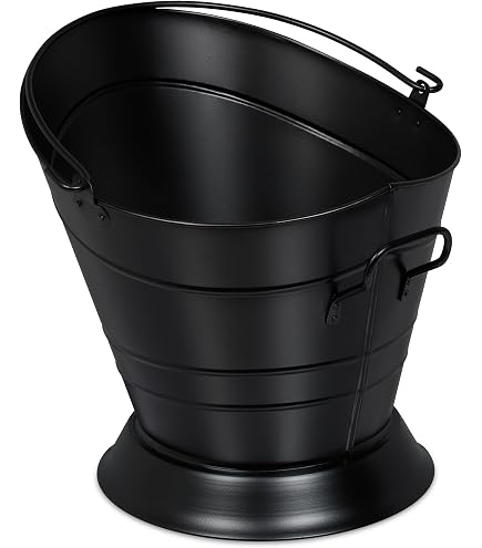Seaux à Pellets Relaxdays - Lot De 3 - Métal Noir - 21,25,30cm - Pour Cheminée