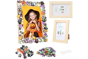 DATIFF 2 Stück Halloween Bastelset für Kinder Halloween Bilderrahmen zum Basteln DIY Halloween Kreativset Bastelhandwerk Halloween Mosaik Fotorahmen Kunsthandwerk Geschenke für Jungen Mädchen