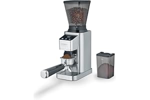 CASO BaristaChef Inox - moulin à café électrique, broyeur conique en acier inoxydable durable, avec support pour porte-filtre