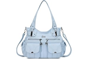 FOLOVEYA Bolso de Mano para Mujer Bolsa Mensajero Antirrobo Impermeable a la Moda Bolso de Compras con Múltiples Bolsillos Trabajo Senderismo Viajar Cuero PU Azul C