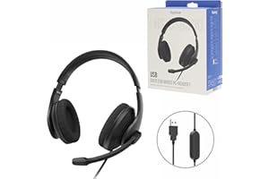 Hama USB Headset, Over Ear Kopfhörer mit Mikrofon (PC Headset mit Lautstärkeregler und verstellbarem Mikro, USB-A-Stecker, 2m langes Kabel, für Videokonferenzen, Homeoffice, eLearning) schwarz